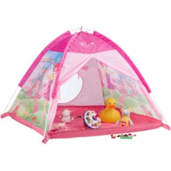Relaxdays Tenda Gioco Per Bambini Castello Fate Per Bambine Casetta Bimbi Interni & Esterni HLP 90x118x115 Cm Fucsia