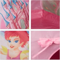 Relaxdays Tenda Gioco Per Bambini Castello Fate Per Bambine Casetta Bimbi Interni & Esterni HLP 90x118x115 Cm Fucsia -Armonia Casa 10723982 4