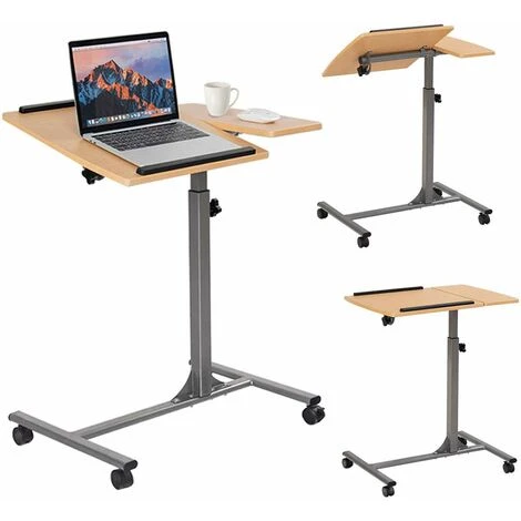 Tavolino Porta PC Scrivania Del Laptop Con Ruote, Altezza E Inclinazione Regolabili, In MDF E1 E Tubo In Ferro 1 Tavolino Porta PC Scrivania Del Laptop Con Ruote, Altezza E Inclinazione Regolabili, In MDF E1 E Tubo In Ferro
