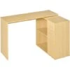 Homcom Scrivania Angolo Con 2 Ripiani E 2 Cassetti, Color Legno Rovere, 117x82x74cm