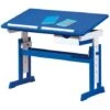 Kit Scrivania Blu Tavolo Da Disegno Inclinabile In Legno Pino Cameretta Bambino