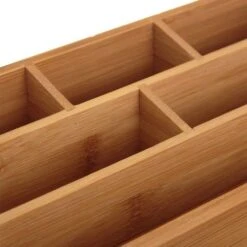 Organizer Portaoggetti Da Scrivania In Legno Bambu' Con 6 Scomparti E Cassetto -Armonia Casa 13408624 4