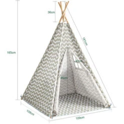 SoBuy Tenda Indiani Bambini Casa Per Bambini Con 1 Portella E 1 Finestra Righe Bianco Sporco OSS03,IT -Armonia Casa 13475091 5