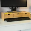 SoBuy Supporto Monitor Pc Da Scrivania Con 3 Organizzatore Cassetti L51P25A12 Cm, Legno Massiccio Di BambÃ¹ BBF03-N