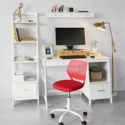 SoBuy Supporto Monitor Pc Da Scrivania Con 3 Organizzatore Cassetti L51P25A12 Cm, Legno Massiccio Di BambÃ¹ BBF03-N -Armonia Casa 13934928 4