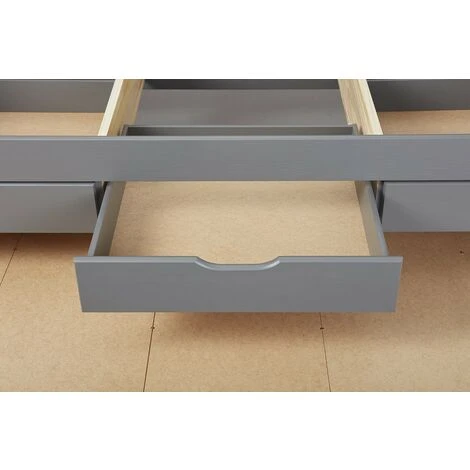 Links Letto Doppio Rieka 3 Cassetti 98x205x63h Pino Massello Laccato Grigio - Inter Link 2 Links Letto Doppio Rieka 3 Cassetti 98x205x63h Pino Massello Laccato Grigio - Inter Link - immagine 2