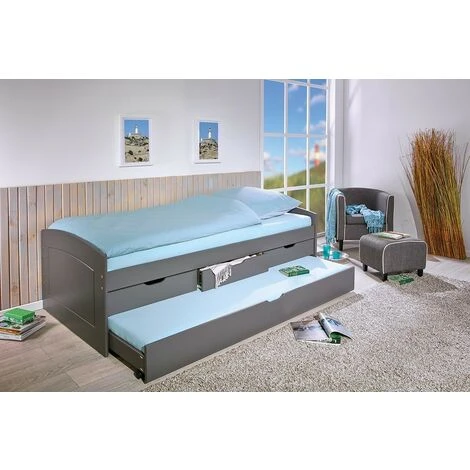 Links Letto Doppio Rieka 3 Cassetti 98x205x63h Pino Massello Laccato Grigio - Inter Link 3 Links Letto Doppio Rieka 3 Cassetti 98x205x63h Pino Massello Laccato Grigio - Inter Link - immagine 3