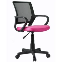 Poltrona Sedia Presidenziale Ufficio Direzionale Girevole Traspirante Nero Rosa