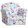 Homcom Poltroncina Mini Per Bambini Bianca Con Dinosauri Colorati