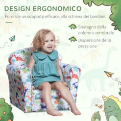Homcom Poltroncina Mini Per Bambini Bianca Con Dinosauri Colorati 9 Homcom Poltroncina Mini Per Bambini Bianca Con Dinosauri Colorati -Armonia Casa 14344677 5