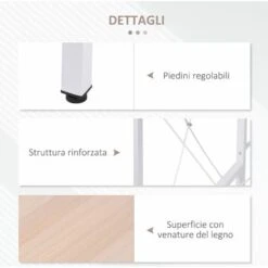 Homcom Scrivania Angolo Spaziosa In Legno E Metallo, Rovere E Bianco -Armonia Casa 14344729 5
