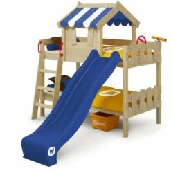 Wickey Letti Per Bambini, Letto A Soppalco CrAzY Circus Con Scivolo Culla 90 X 200 Cm, Letto A Castello - Blu