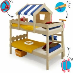 Wickey Letti Per Bambini, Letto A Soppalco CrAzY Circus Con Scivolo Culla 90 X 200 Cm, Letto A Castello - Blu -Armonia Casa 14835466 4