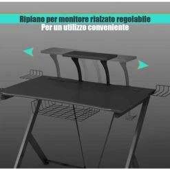 Scrivania Da E-Sport, Scrivania Da Computer, Tavolo Per Computer, 106 X 60 X 98 Cm, Nero -Armonia Casa 15820142 4