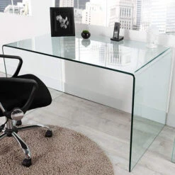 Scrivania Scrittoio Da Ufficio In Vetro Curvato - Luxury Z-09 - (120 X 74 X 70 Cm) Design Curvo E Moderno -Armonia Casa 15877654 4