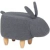 Sgabello Bambini Forma Coniglio Poliestere Grigio Imbottito Gambe Legno Bunny