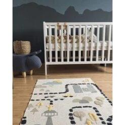 Sgabello Bambini Forma Coniglio Poliestere Grigio Imbottito Gambe Legno Bunny -Armonia Casa 15929814 5 1