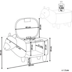 Sgabello Bambini Forma Alpaca Poliestere Grigio Imbottito Gambe Legno Alpaca -Armonia Casa 15929817 3
