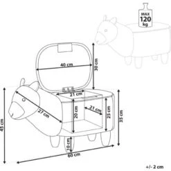 Sgabello Bambini Forma Alpaca Poliestere Bianco Imbottito Gambe Legno Alpaca -Armonia Casa 15929819 3