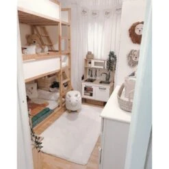 Sgabello Bambini Forma Alpaca Poliestere Bianco Imbottito Gambe Legno Alpaca -Armonia Casa 15929819 4