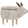 Pouf Animaletto A Forma Di Renna In Tessuto Beige Gambe In Legno Reindeer