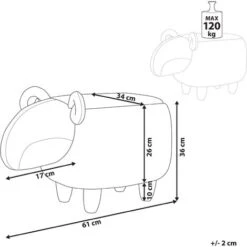 Pouf Animaletto A Forma Di Agnello In Tessuto Bianco Gambe In Legno Lamb -Armonia Casa 15930107 3
