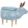 Pouf Animaletto A Forma Di Renna In Tessuto Azzurro Gambe In Legno Reindeer
