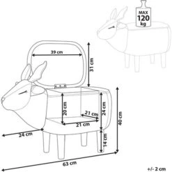 Pouf Animaletto A Forma Di Renna In Tessuto Azzurro Gambe In Legno Reindeer -Armonia Casa 15930115 3
