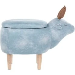 Pouf Animaletto A Forma Di Renna In Tessuto Azzurro Gambe In Legno Reindeer -Armonia Casa 15930115 4
