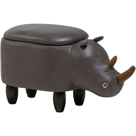 Pouf Animaletto A Forma Di Rinoceronte Ecopelle Grigia Gambe In Legno Rhino 1 Pouf Animaletto A Forma Di Rinoceronte Ecopelle Grigia Gambe In Legno Rhino