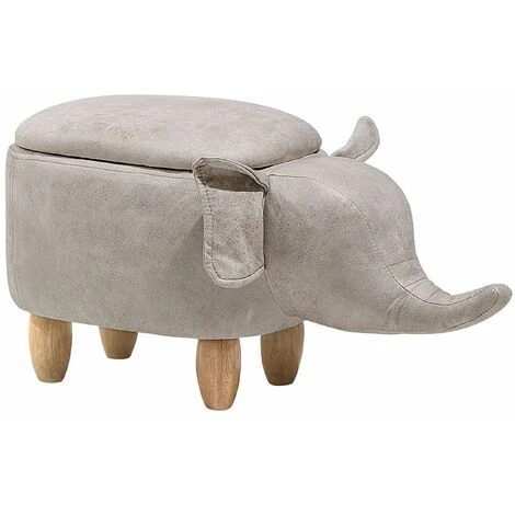 Sgabello Bambini Forma Elefante Ecopelle Grigio Chiaro Gambe Legno Elephant 1 Sgabello Bambini Forma Elefante Ecopelle Grigio Chiaro Gambe Legno Elephant