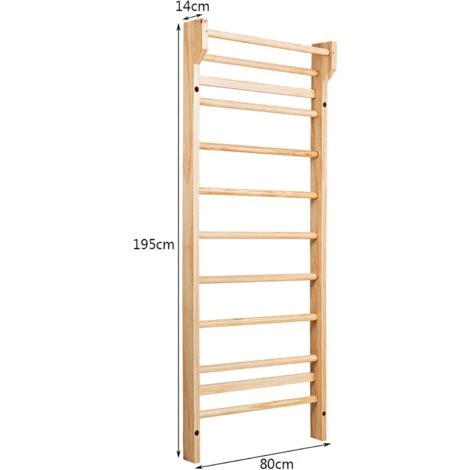 COSTWAY Spalliera Svedese Adulti E Bambini - Scala Svedese In Legno Di Pino A 10 Gradini - Spalliera Palestra E Casa Carico Massimo 100 Kg Per Fitness E Ginnastica 195 X 80 X 14 Cm 2 COSTWAY Spalliera Svedese Adulti E Bambini - Scala Svedese In Legno Di Pino A 10 Gradini - Spalliera Palestra E Casa Carico Massimo 100 Kg Per Fitness E Ginnastica 195 X 80 X 14 Cm - immagine 2