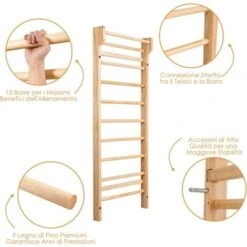 COSTWAY Spalliera Svedese Adulti E Bambini - Scala Svedese In Legno Di Pino A 10 Gradini - Spalliera Palestra E Casa Carico Massimo 100 Kg Per Fitness E Ginnastica 195 X 80 X 14 Cm 7 COSTWAY Spalliera Svedese Adulti E Bambini - Scala Svedese In Legno Di Pino A 10 Gradini - Spalliera Palestra E Casa Carico Massimo 100 Kg Per Fitness E Ginnastica 195 X 80 X 14 Cm -Armonia Casa 16269011 3