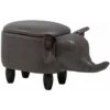 Sgabello Bambini Forma Elefante Ecopelle Grigia Imbottita Gambe Legno Elephant