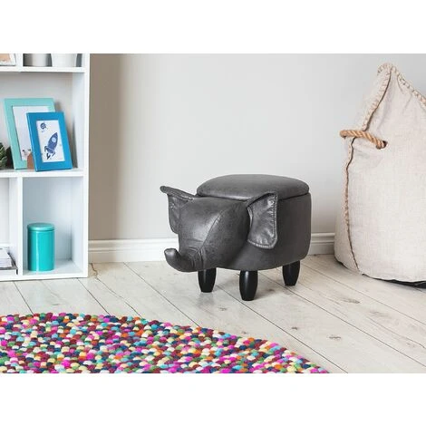 Sgabello Bambini Forma Elefante Ecopelle Grigia Imbottita Gambe Legno Elephant 2 Sgabello Bambini Forma Elefante Ecopelle Grigia Imbottita Gambe Legno Elephant - immagine 2