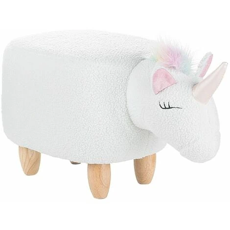 Pouf Animaletto A Forma Di Unicorno In Tessuto Bianco Gambe In Legno Unicorn 1 Pouf Animaletto A Forma Di Unicorno In Tessuto Bianco Gambe In Legno Unicorn