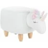 Pouf Animaletto A Forma Di Unicorno In Tessuto Bianco Gambe In Legno Unicorn