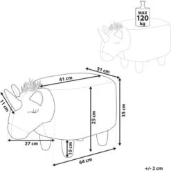 Pouf Animaletto A Forma Di Unicorno In Tessuto Bianco Gambe In Legno Unicorn -Armonia Casa 16793489 3