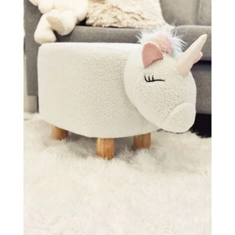 Pouf Animaletto A Forma Di Unicorno In Tessuto Bianco Gambe In Legno Unicorn 4 Pouf Animaletto A Forma Di Unicorno In Tessuto Bianco Gambe In Legno Unicorn - immagine 4