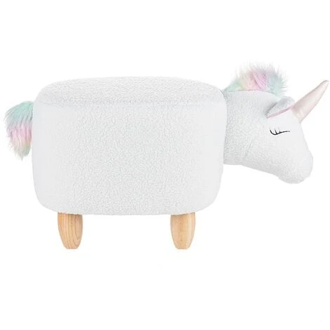 Pouf Animaletto A Forma Di Unicorno In Tessuto Bianco Gambe In Legno Unicorn 5 Pouf Animaletto A Forma Di Unicorno In Tessuto Bianco Gambe In Legno Unicorn - immagine 5