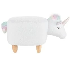 Pouf Animaletto A Forma Di Unicorno In Tessuto Bianco Gambe In Legno Unicorn -Armonia Casa 16793489 5