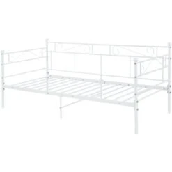 [en.casa] Divano Letto Metallo Con Zona Di Riposo 200 X 90 Cm Letto Singolo, Sofa Con Testiera, Pediera - Bianco -Armonia Casa 16893334 3