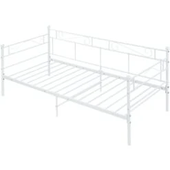 [en.casa] Divano Letto Metallo Con Zona Di Riposo 200 X 90 Cm Letto Singolo, Sofa Con Testiera, Pediera - Bianco -Armonia Casa 16893334 5