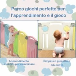 COSTWAY Box Recinto Per Bambini Recinto Di Gioco, Parco Giochi Per Bambini Con Protezioni, Ideale Per Domestico O Asilo, 14 Pezzi Di Recinto (BB5301CL) -Armonia Casa 17071956 4