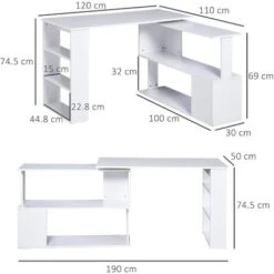 Homcom Scrivania Angolare Con 5 Ripiani Bianca 120 X 100 X 74cm 7 Homcom Scrivania Angolare Con 5 Ripiani Bianca 120 X 100 X 74cm -Armonia Casa 17374232 3