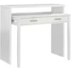 Consolle, Scrivania Con Piano Estensibile, Scrittoio Porta PC Con 2 Cassetti, Cm 99x36h88, Bianco