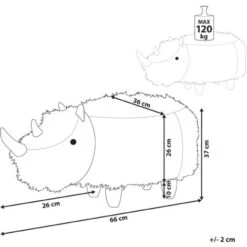 Pouf Animaletto Forma Rinoceronte Finta Pelliccia Beige Gambe In Legno Woolly -Armonia Casa 18054080 3