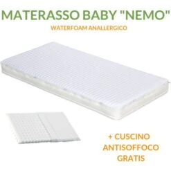 EVERGREENWEB - Materasso Lettino O Culla Per Bambini Alto 10 Cm + Cuscino ANTISOFFOCO GRATIS Con Fodera In Cotone Naturale, Rivestimento + Fascia AIR SPACE Sfoderabile Anallergico Lavabile NEMO 60x125