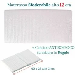 EVERGREENWEB - Materasso Lettino O Culla 64x124 Per Bambini Alto 12 Cm + Cuscino ANTISOFFOCO GRATIS Con Fodera In Cotone Naturale, Rivestimento + Fascia AIR SPACE Sfoderabile Anallergico Lavabile NEMO -Armonia Casa 18126449 4