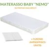 EVERGREENWEB - Materasso Lettino O Culla 70x160 Per Bambini Alto 12 Cm + Cuscino ANTISOFFOCO GRATIS Con Fodera In Cotone Naturale, Rivestimento + Fascia AIR SPACE Sfoderabile Anallergico Lavabile NEMO
